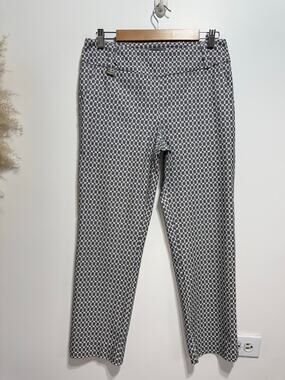 LISETTE MONTREAL L-Sport Pull-on Crop Pants Black/White Geometric Print Size 10